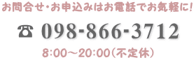 お問合せは電話098-866-3712まで(AM8:00からPM8時まで)